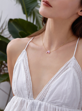 原创设计师小众粉色海豚项链