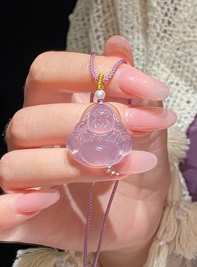 雨琦玛瑙锁骨链天然紫色大项链