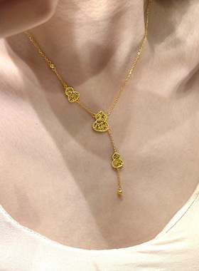 雨琦碎冰冰葫芦沙金项链配项链