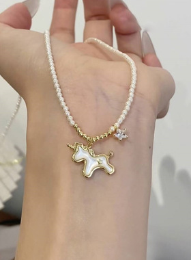 无珍珠母贝圆珠链珍珠项链项链