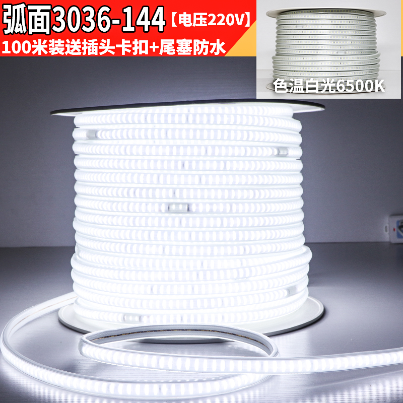 220Vled灯带批发白光户外防水工程127V养殖塔吊工地24V36V地下室-图1