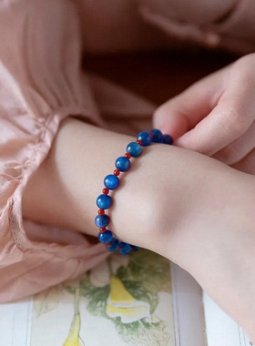 「清风明月」新中式蓝色晶石手链