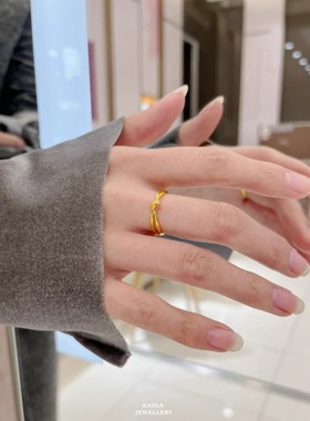 爱无尽纽带结节银镀金戒指女