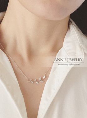 加拿大橄榄枝百搭小众设计锁骨链