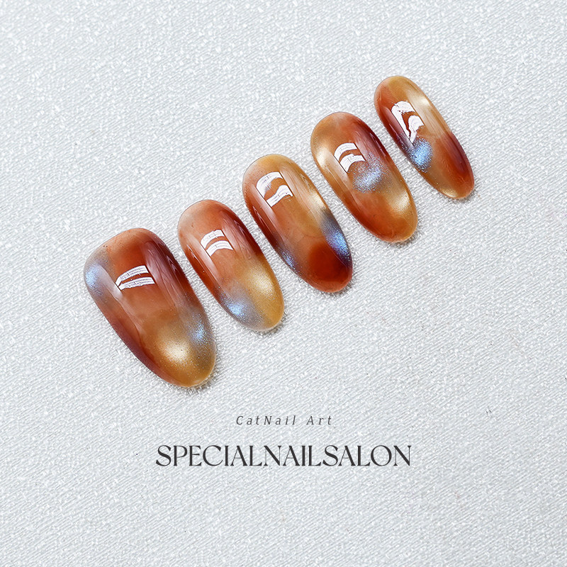 【琉璃光谱】纯手工穿戴甲秋冬美拉德晕染气质猫眼高级感显白美甲,淘宝优惠券,粉丝福利购,淘宝优惠卷