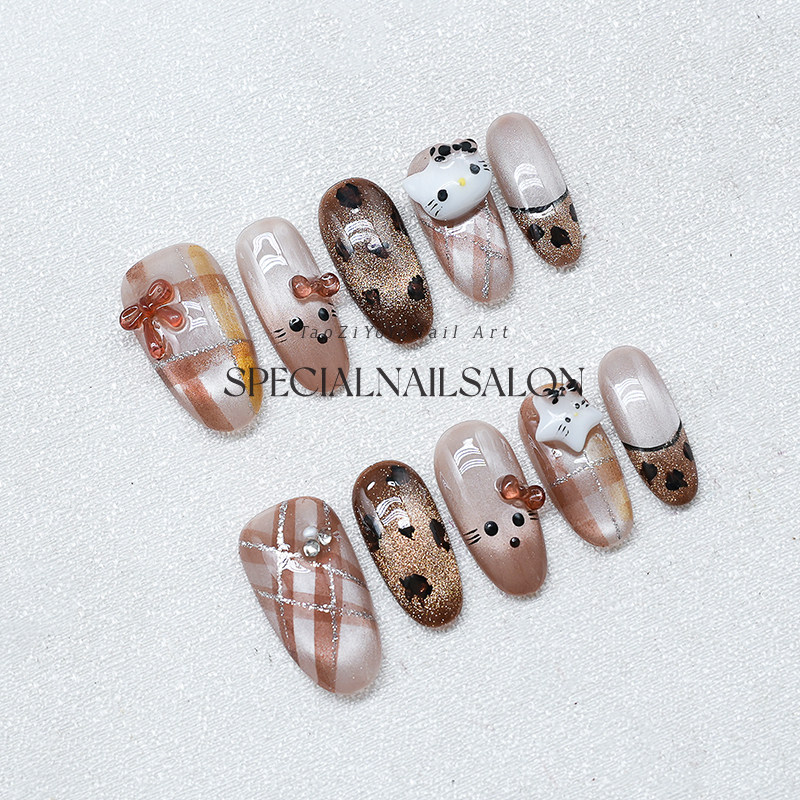 【奶豹kitty】纯手工穿戴甲2025新款可爱星星豹纹甜美高级感美甲,淘宝优惠券,粉丝福利购,淘宝优惠卷