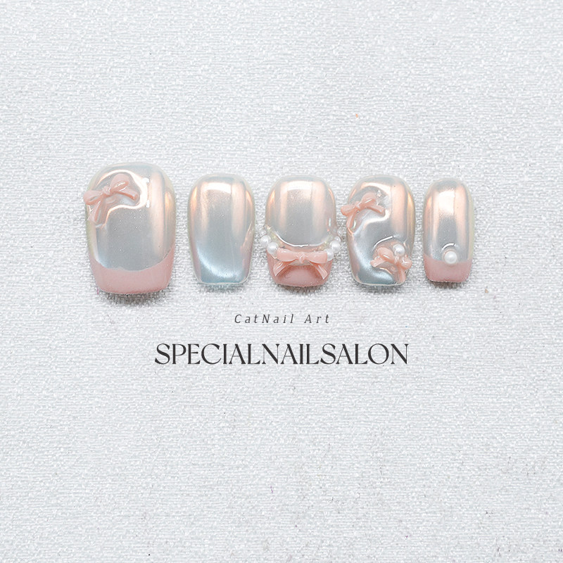 【小公举】纯手工穿戴甲25新款镜面蝴蝶结可爱甜美少女心显白美甲,淘宝优惠券,粉丝福利购,淘宝优惠卷