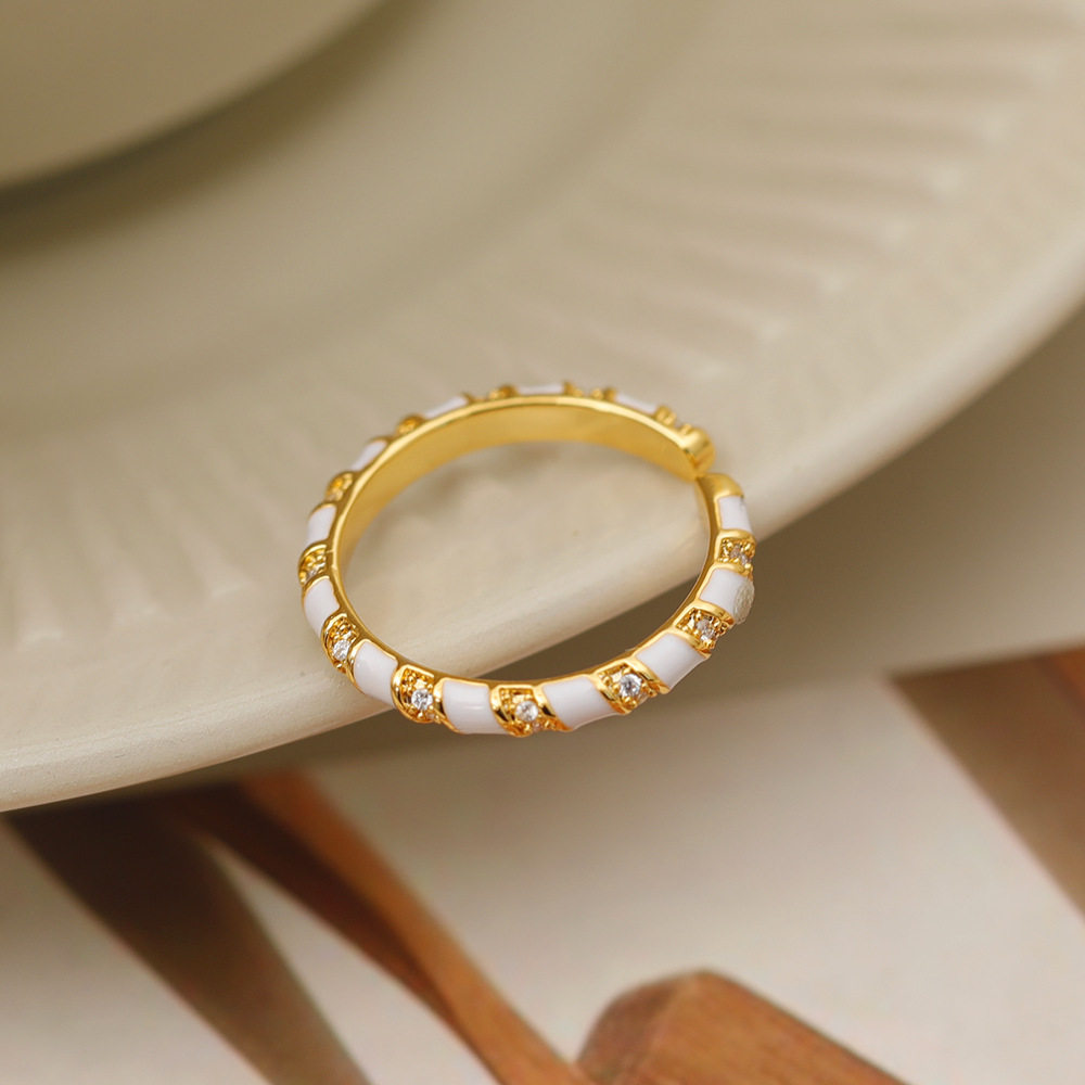 European and American temperament white thread drip oil ring for women ins