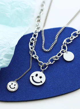 笑脸钛钢项链夏季冷淡风小众设计高级感男女同款卫衣颈链工厂