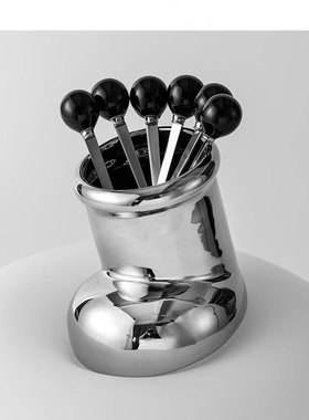 创意卡通水果叉子套装轻奢学生笔筒化妆刷收纳盒陶瓷桌面装饰摆件