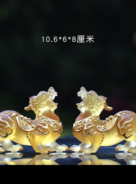 古法琉璃贴金貔貅工艺品风水摆件