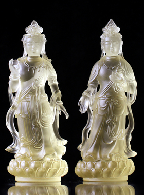 东方古法琉璃菩萨摆件