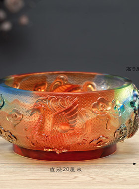 四灵神兽琉璃聚宝盆朱雀玄武青龙白虎摆件客厅桌面办公招财摆放