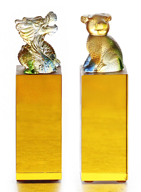 古法琉璃生肖蛇印章摆件定制刻字