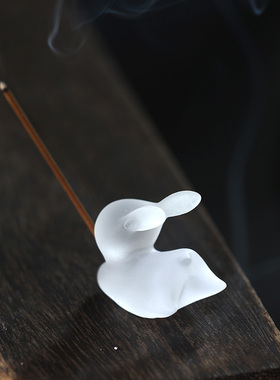 琉璃兔子香插茶宠摆件线香香座