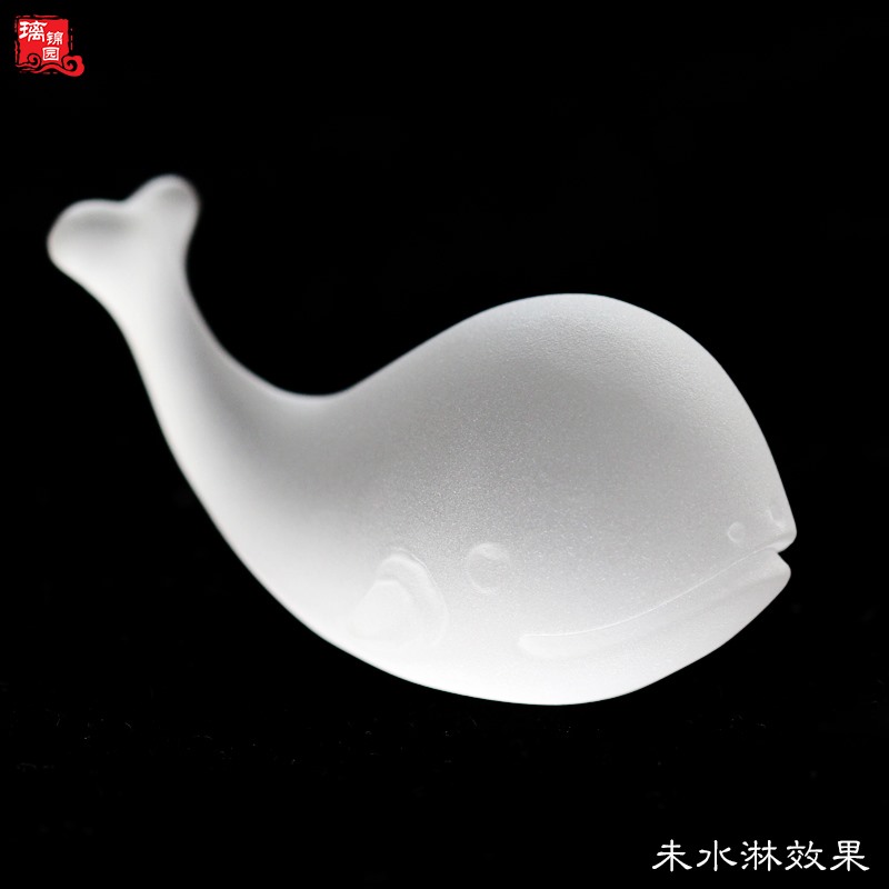 琉璃小鲸鱼茶宠精品摆件白马可养变色禅意工艺品功夫茶道茶具配件