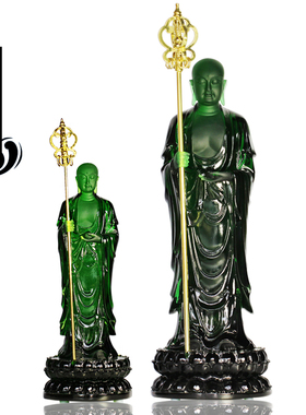 古法琉璃翡翠地藏王菩萨弥勒佛像