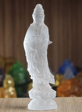 室内古法琉璃观音菩萨手持佛像