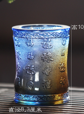 福禄寿喜琉璃五福笔筒摆件礼品