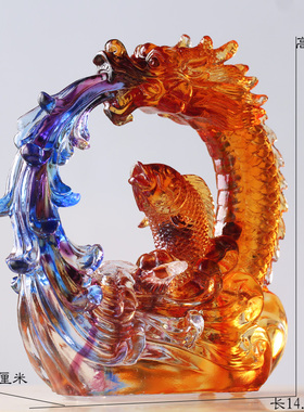 结缘琉璃鱼跃龙门鱼摆件开业送礼