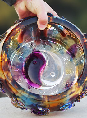 琉璃生肖聚宝盆摆件连年有余