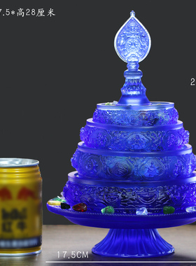 蓝色琉璃多层八吉祥曼扎供盘