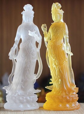 汉风琉璃东方三圣背板寺庙摆件