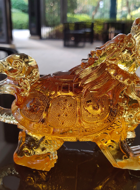 古法琉璃招财四灵家居客厅龙龟