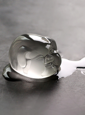 古法琉璃磨砂小猪禅意风桌面摆件