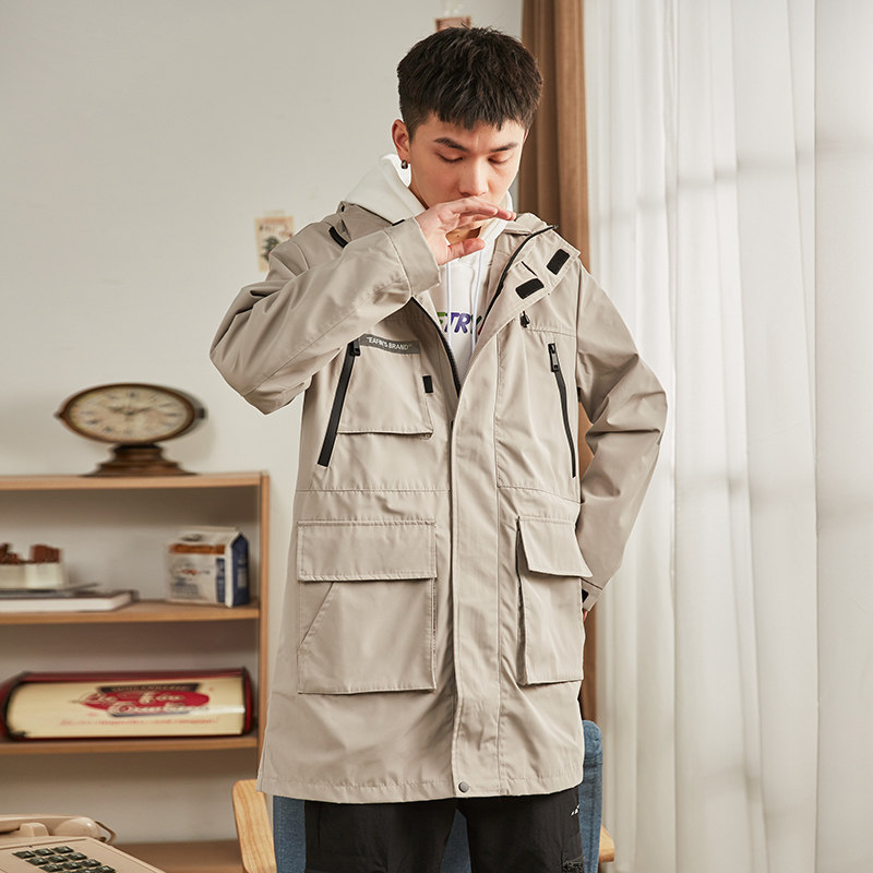 唐狮工装男2020秋新款中长款夹克衫 唐狮喜之乐夹克