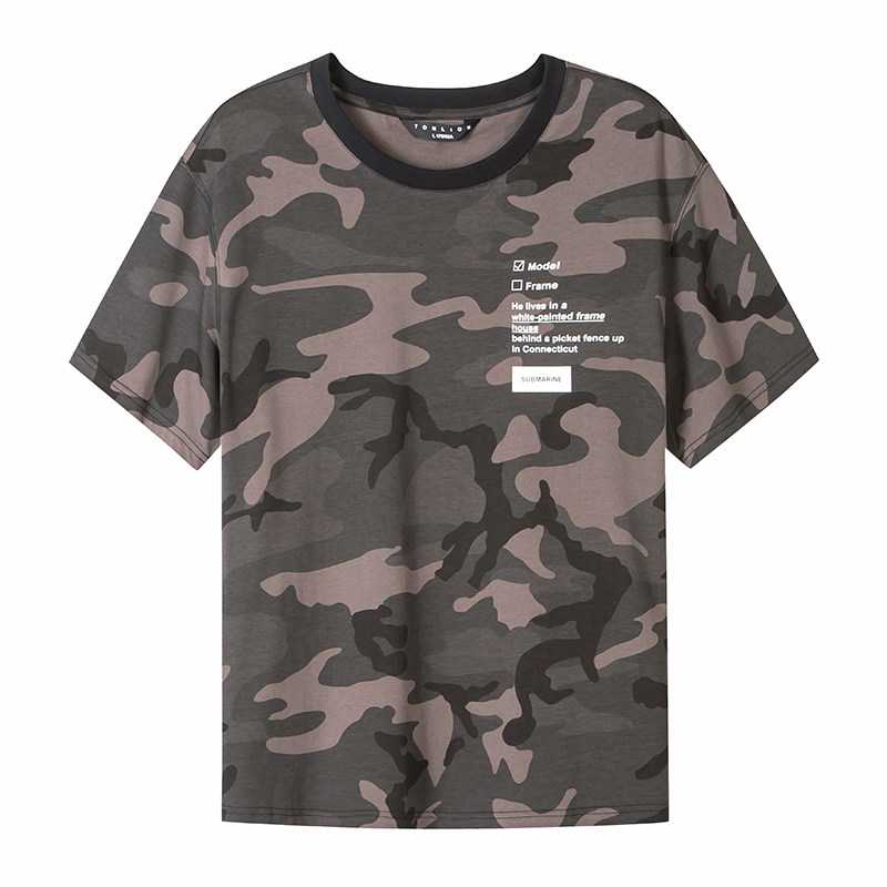 唐狮迷彩t恤2020夏新款韩版打底衫 唐狮喜之乐T恤