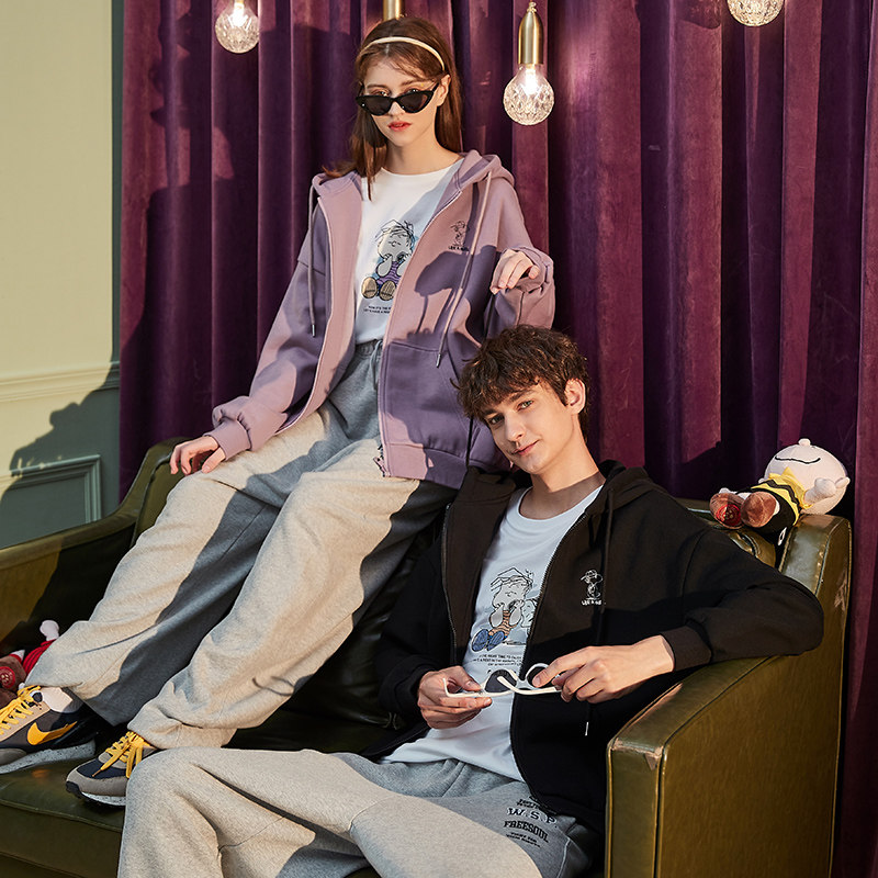 [史努比联名]唐狮情侣连帽2021卫衣 唐狮喜之乐夹克