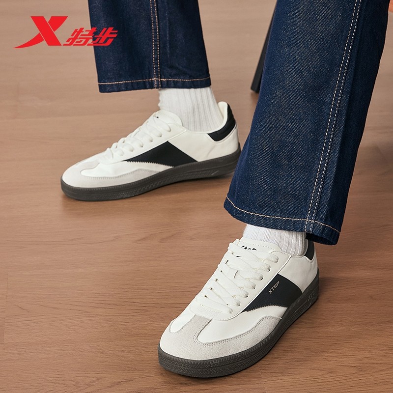 特步德训鞋男鞋2025春季新款时尚复古T头鞋百搭休闲情侣休闲鞋女,淘宝优惠券,粉丝福利购,淘宝优惠卷