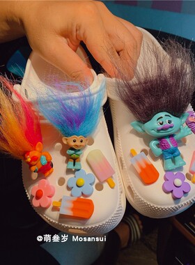 diy小红书魔法娃娃长发立体鞋扣