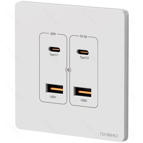 国际电工86型墙壁type-c手机快充面板工地36V伏usb插座220V转5V - 图3