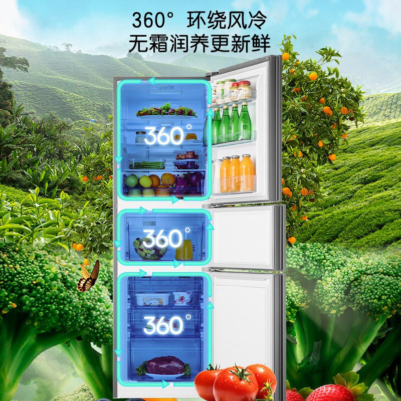 海信252l升三门家用双变频小冰箱 海信厨房冰箱