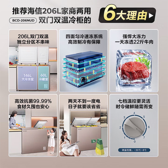 Hisense 206L gold household low-noise energy-saving freezer