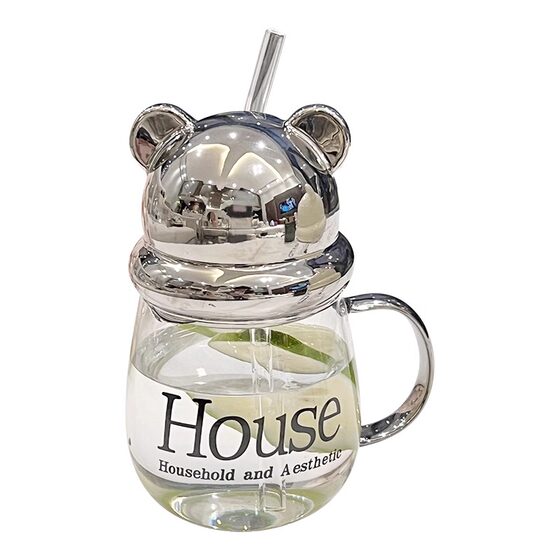High-looking water cup for women 2024 new office couple glass drinking cup coffee cup internet celebrity straw cup