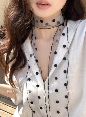 纯欲蕾丝飘带长条丝巾系脖高级感