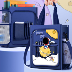 Исправлению сумки 加厚补习袋手提袋拎书袋小学生用双肩帆布美术袋男孩女童补习班作业加大文件袋书包试卷收纳袋儿童学习补课包 Reverse