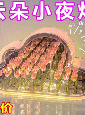 云朵郁金香小夜灯diy手工花海摆件男生生日礼物送女生礼物实用