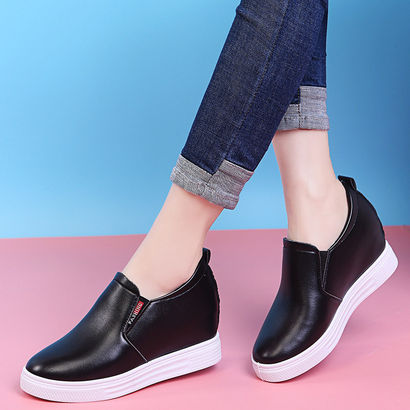 小白鞋女休闲2023新款春季乐福鞋内增高百搭网红百搭一脚蹬单鞋子,淘宝优惠券,粉丝福利购,淘宝优惠卷