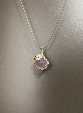 手工 Raw stone crystal项链