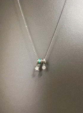 Vintage古着 Oil dripping blue ring项链