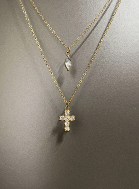 Vintage古着 Cross water drops项链