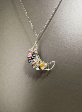 Vintage古着 Colorful crescent moon项链