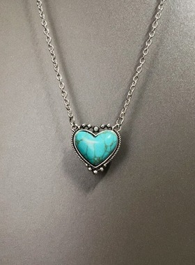 Vintage古着 Heart-shaped Turquoise项链