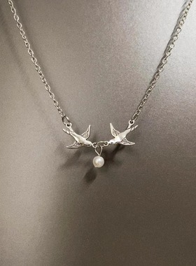 Vintage古着 Pearl flying bird项链