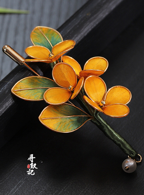 原创古风汉服缠丝檀木桂花发簪