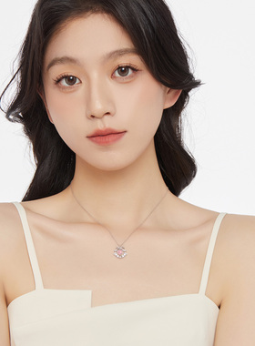 相思同心结纯银爱心项链锁骨链女